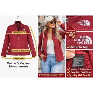 The North Face Womens Medium Red‎ Sweater Fleece Jacket Full Zip Gorpcore Cozy